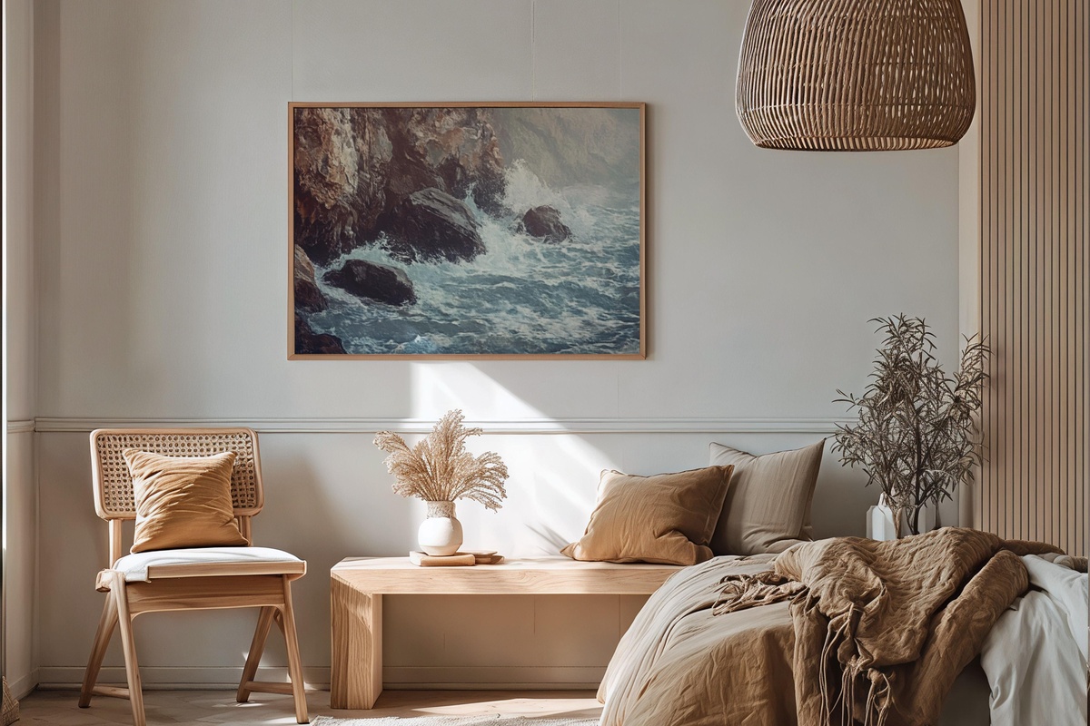 Wave Brushstroke Ballet coastal printable wall art with impressionist dancing waves in expressive brushwork