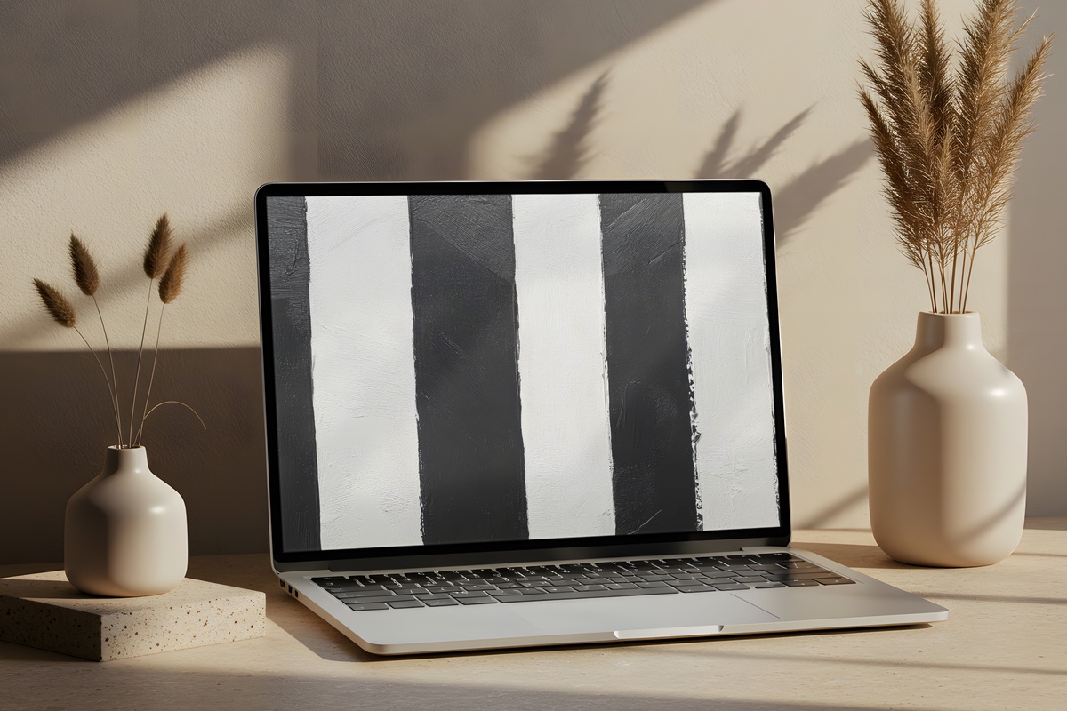Striped Monochrome Drama Neutral Desktop Wallpaper