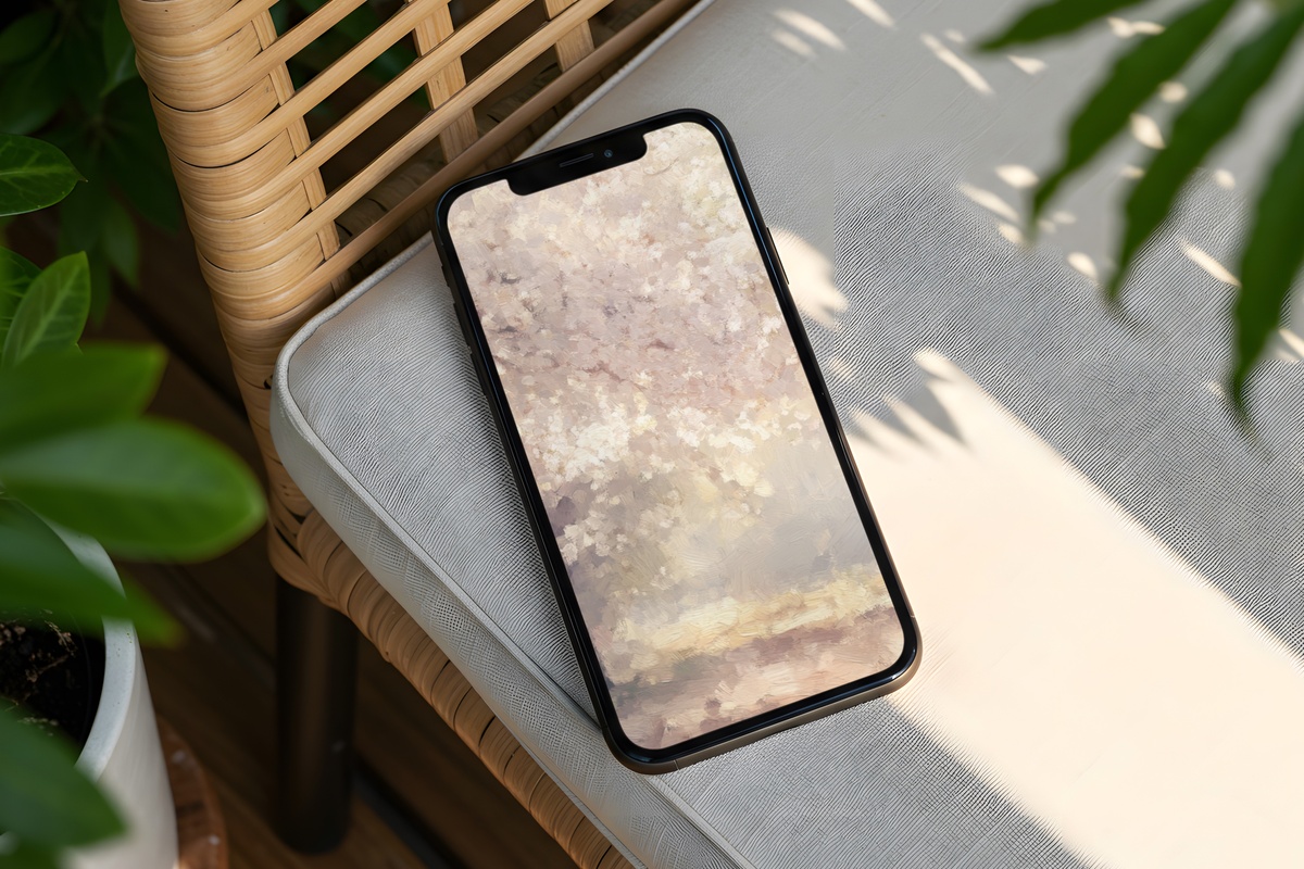 Cherry Blossoms Gentle Glow iPhone Wallpaper - soft pink blossom tones