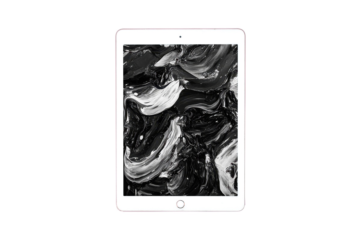 Dynamic Brushstroke Energy black and white iPad wallpaper