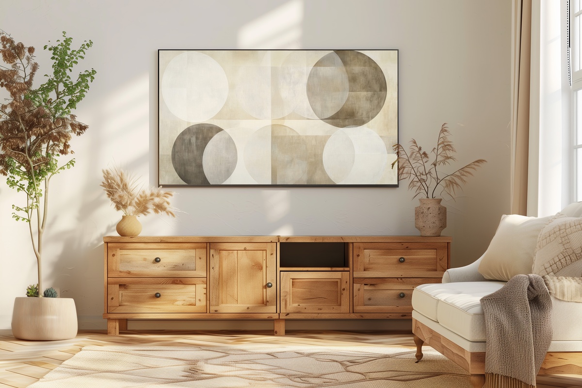 Serene Layers of Tranquility Neutral Frame TV Art