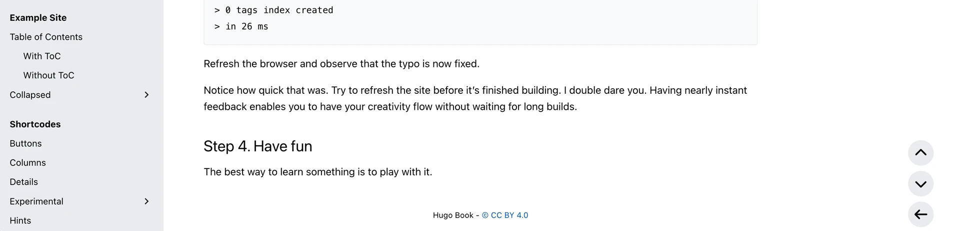 Hugo Book 푸터 영역