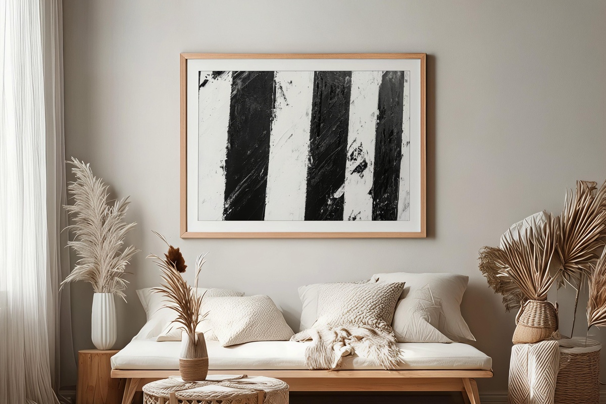 Modern Striped Symphony Black and White Printable Wall Art