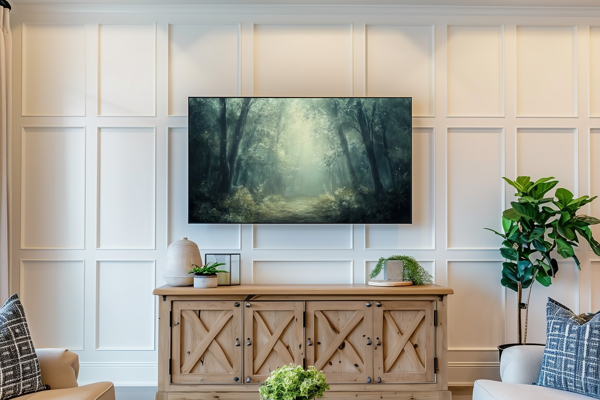 Dreamscape Forest Whispers Vintage Frame TV Art — enchanted impressionist forest scene