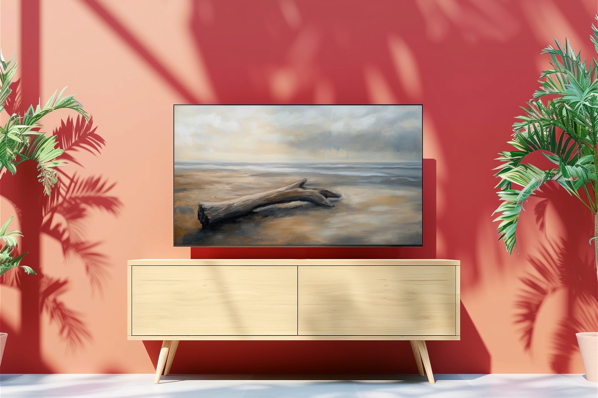 Driftwood Shore Solitude Coastal Frame TV Art