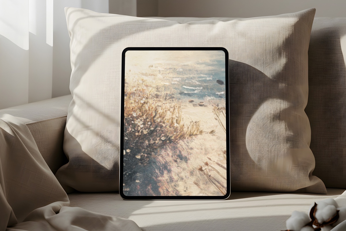 Soft Wildflower Whispers Coastal iPad Wallpaper sunlit and airy