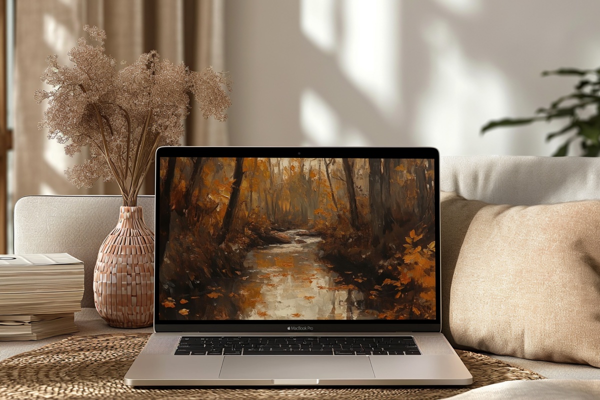 Autumn Stream Serenity Fall Desktop Wallpaper