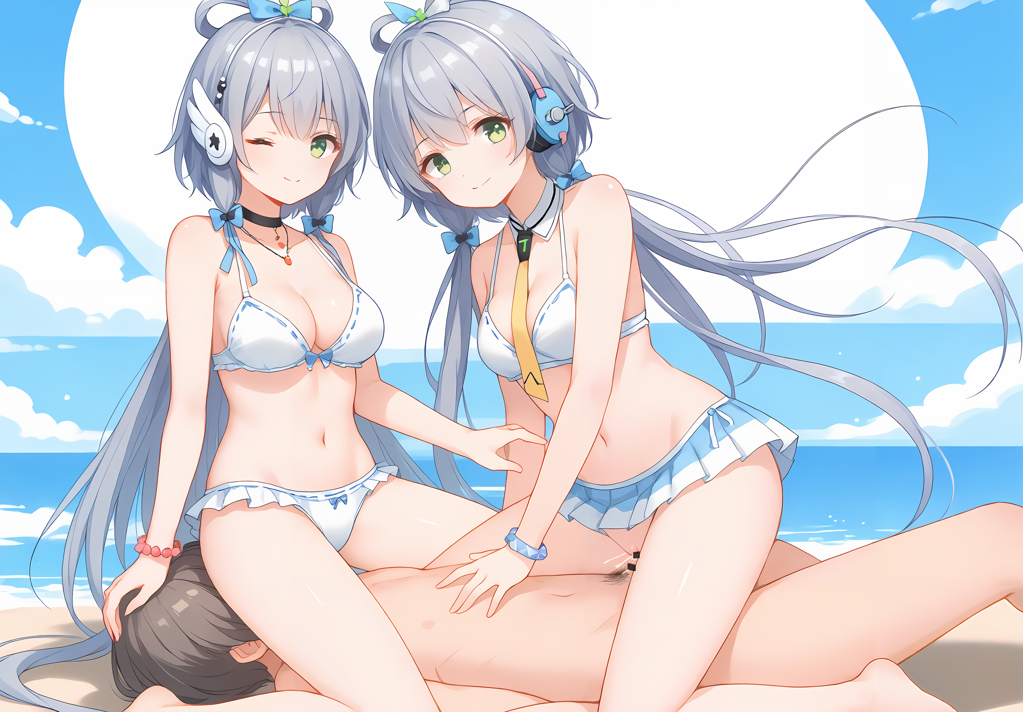 3p by ZERO with luo tianyi, ai art, breasts, girl, swimsuit