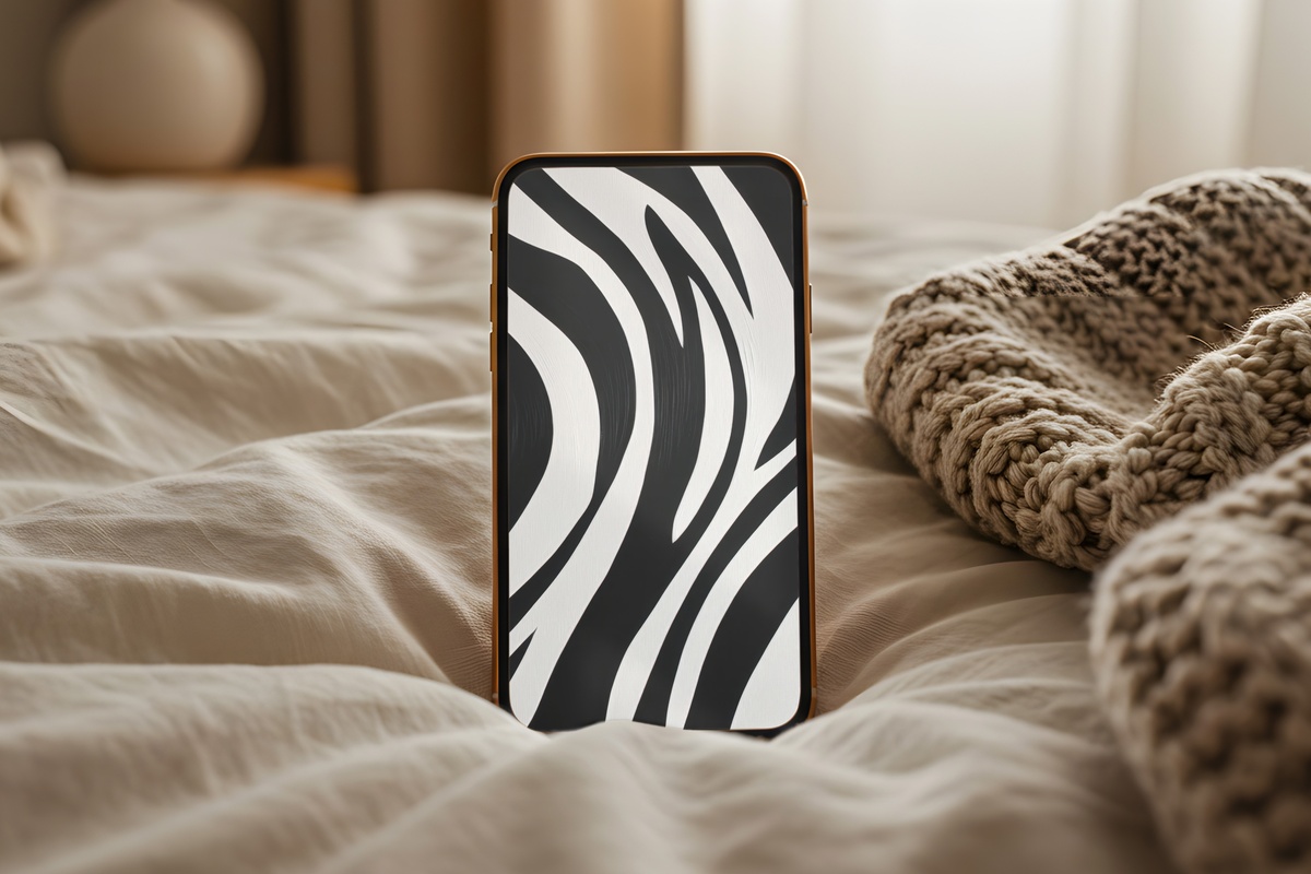 Zebra Stripe Symphony black and white iPhone wallpaper with bold organic stripe pattern