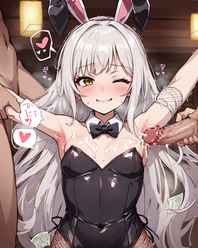 バニーガール 1 by だいのすけ with bunny girl, armpits, double mammary intercourse, fishnets, enamel, bunny ears, rabbit