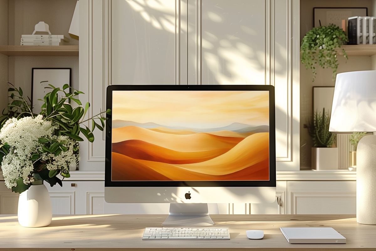 Desert Calm in Modern Brushstrokes Modern Desktop Wallpaper