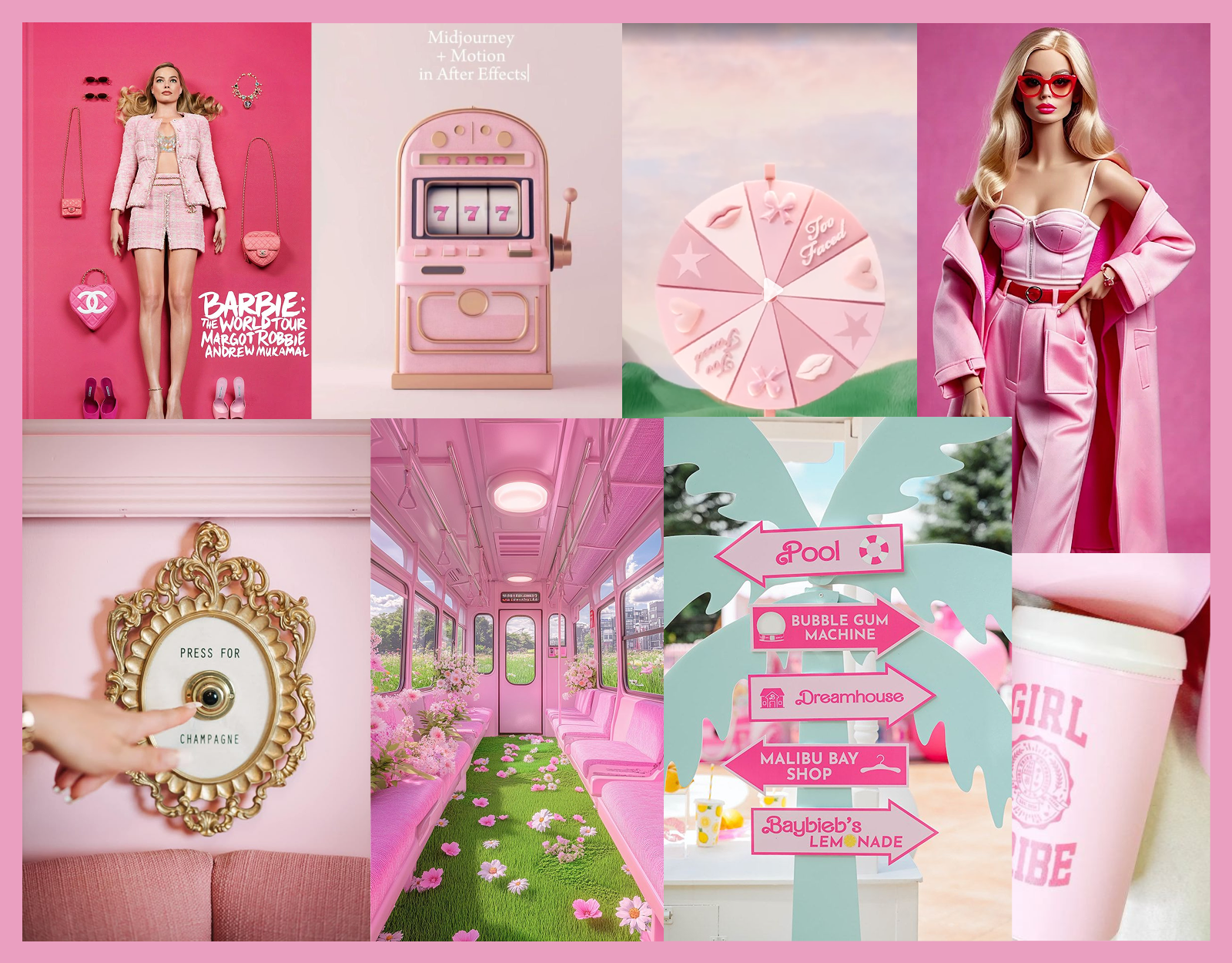 Barbie project brainstorming notes with themes of girlhood, beauty, and empowerment