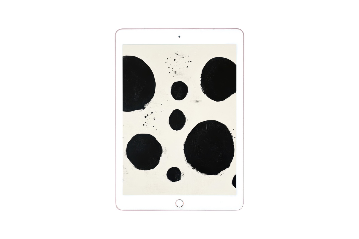 Minimalist Dot Composition iPad wallpaper in black on cream