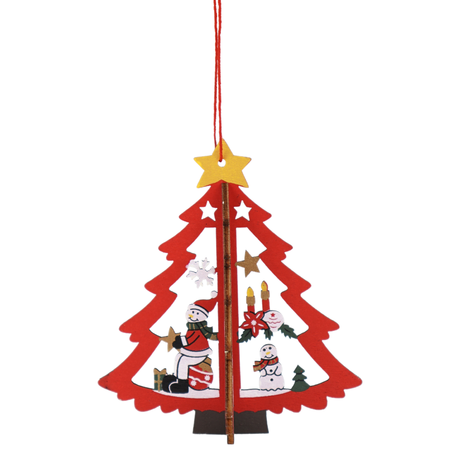 Colgante navideño 3D árbol, 18.5cm, madera