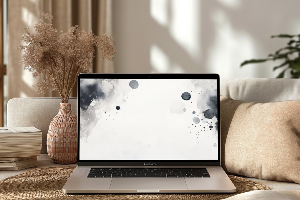 Celestial Void Harmony black and white desktop wallpaper