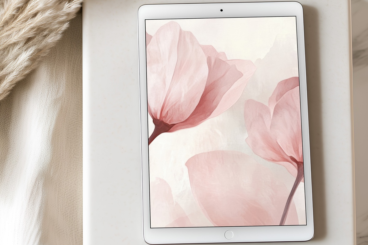 Blush Floral Modernion modern tablet wallpaper in soft pink tones