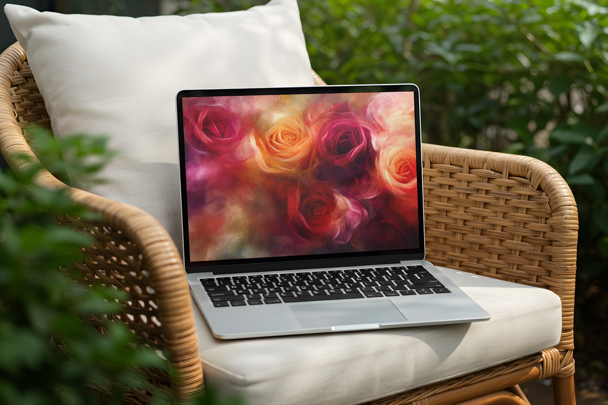 Expressive Rose Brushwork Floral Desktop Wallpaper