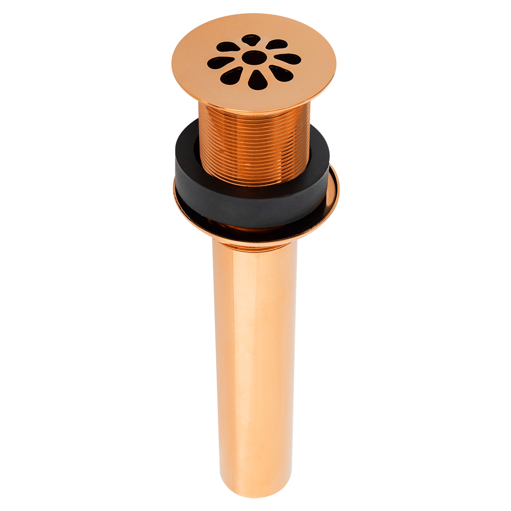 Premier Copper Products 1.5" Non-Overflow Grid Bathroom Sink Drain - Polished Copper, D-207PC