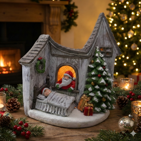 Adorno navideño con luz poliresina, 44x42x23cm