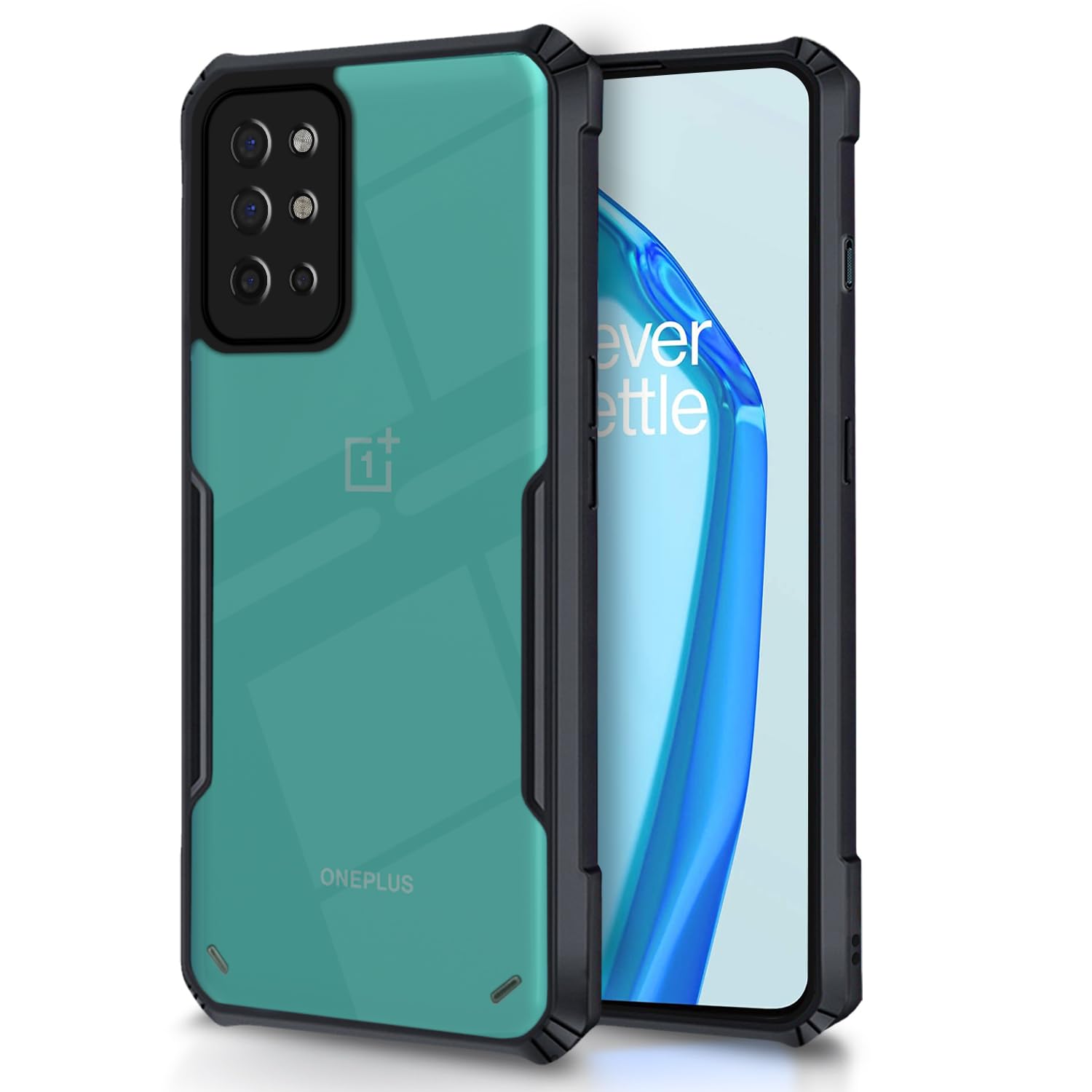 Oneplus 9R - Black Border - Transparent Back iPaky Mobile Back Cover Case
