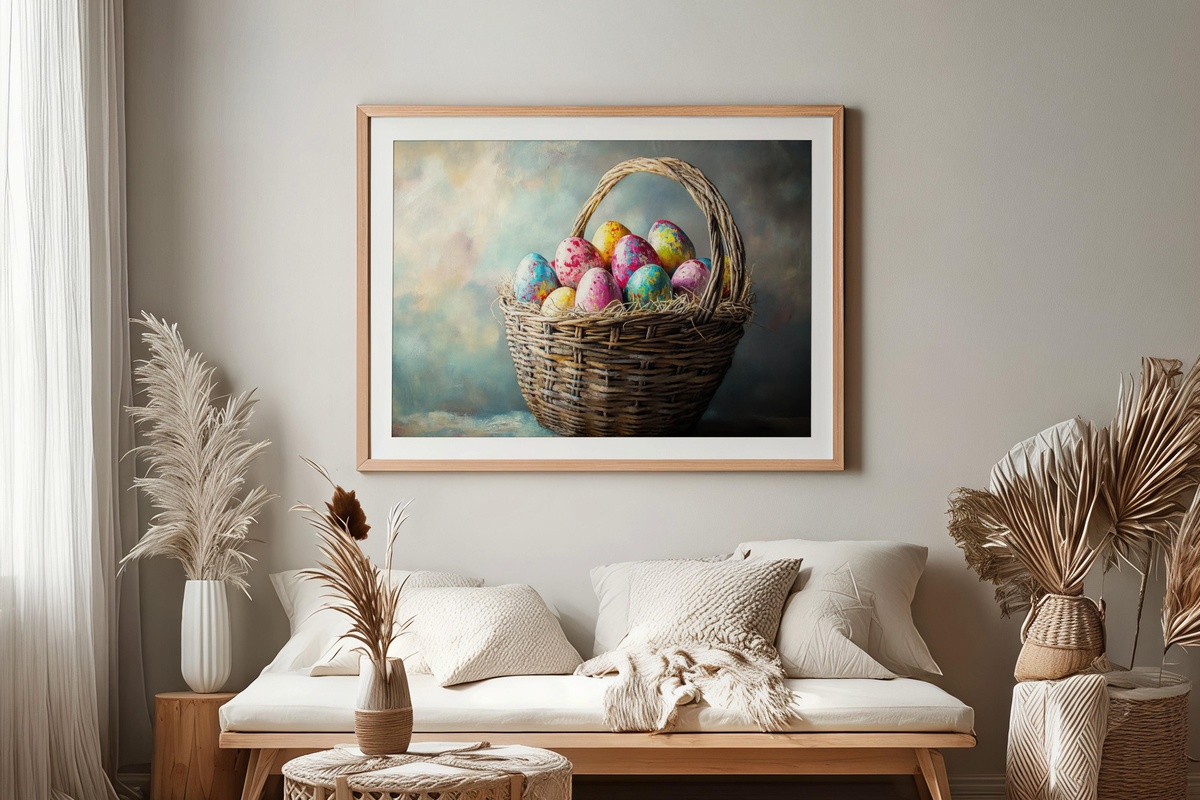 Decorated Egg Basket Whimsy Easter printable wall art