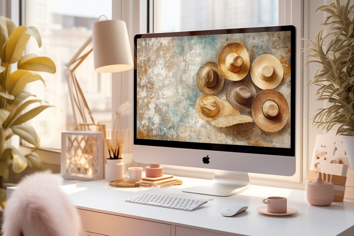Straw Hat Harmony Boho Desktop Wallpaper