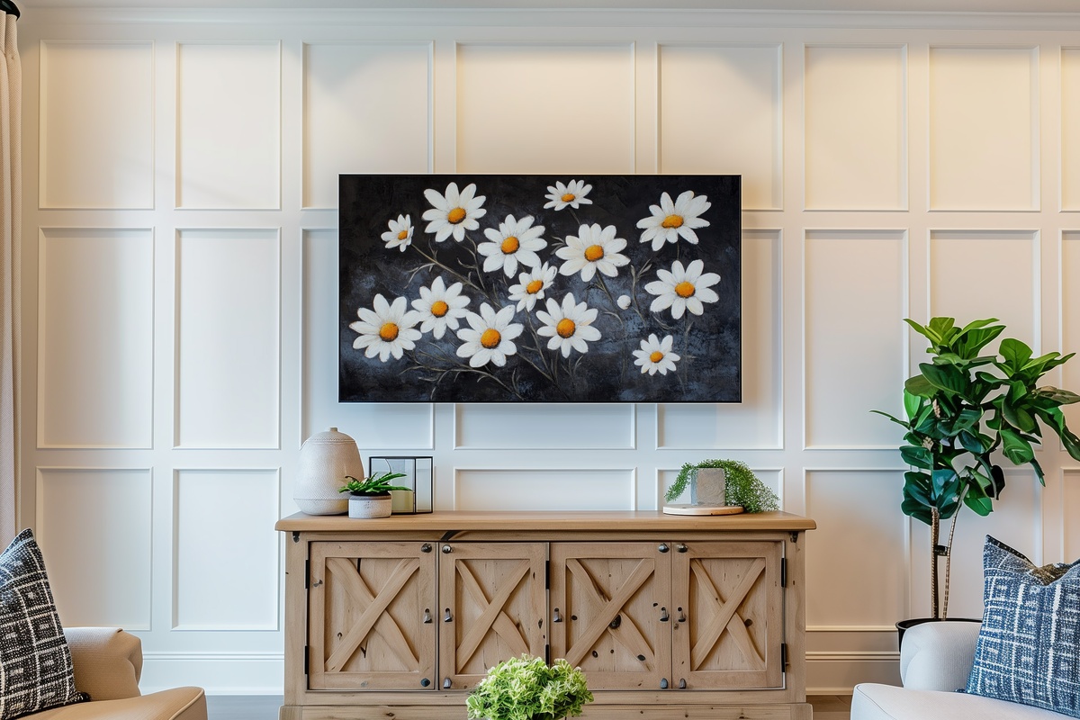 Daisies in Contrasting Light - Floral Frame TV Art