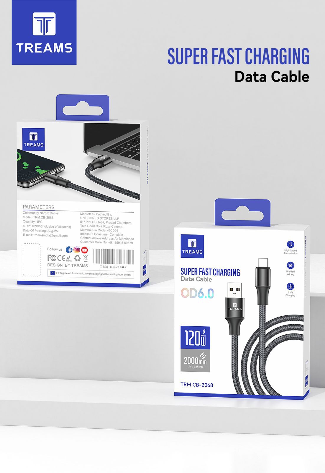 Treams TRM CB-2068 USB to Type-C Data Cable