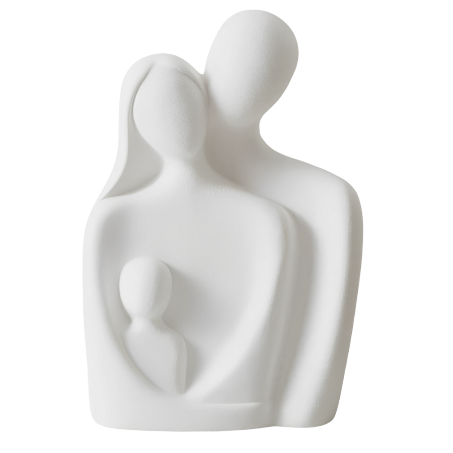 Figura decorativa familia unida cerámica, 24x16x9cm
