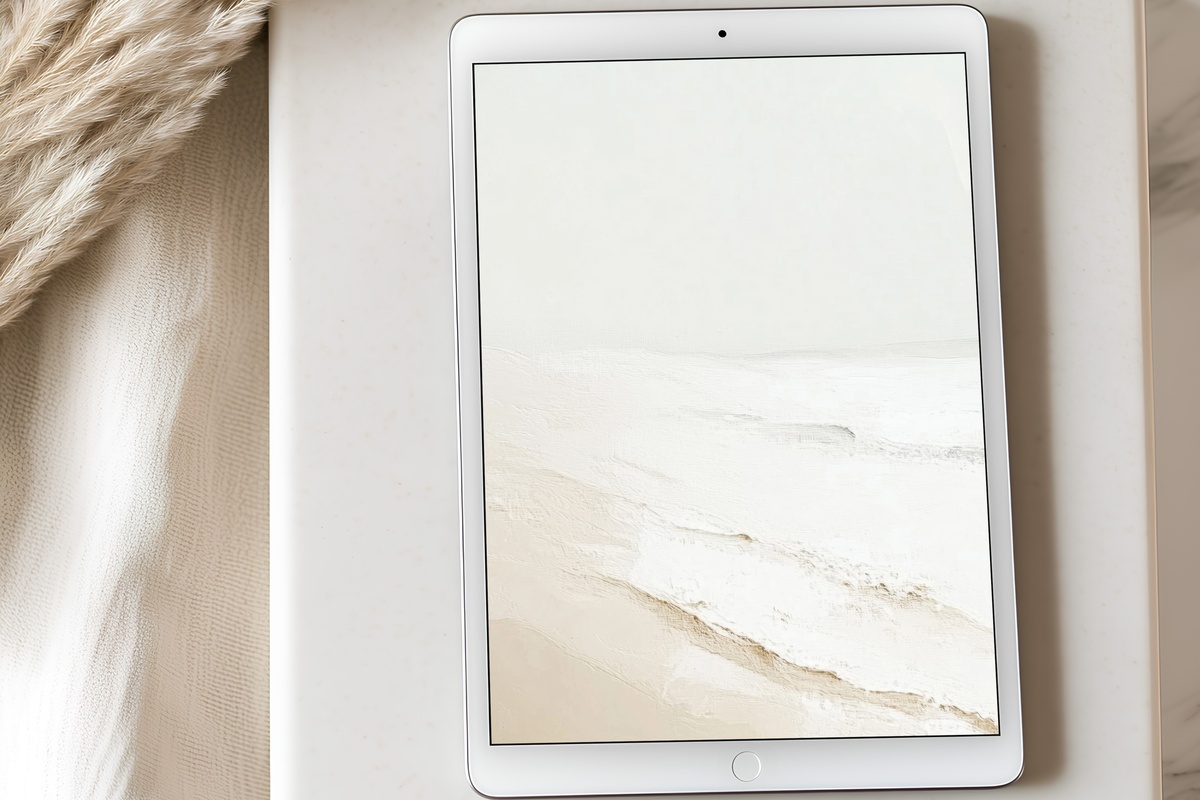 Whispers of Seaside Minimalism iPad Wallpaper - calming beige minimal summer tablet background