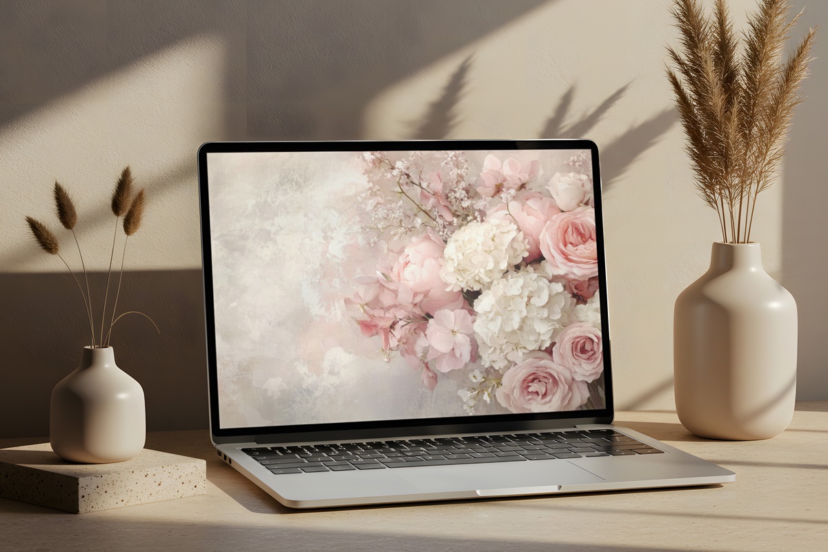 Blush-Toned Centerpiece Whimsy Desktop Wallpaper