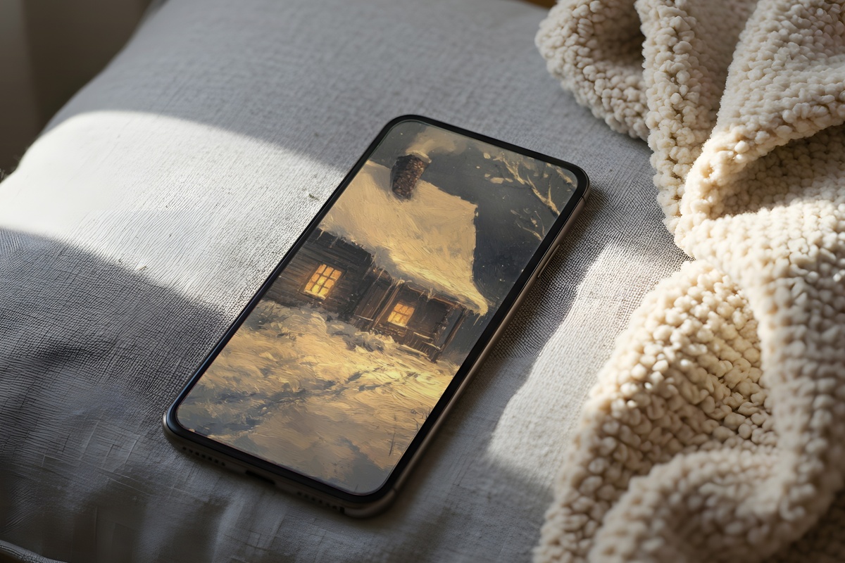 Cozy Retreat in Winter's Embrace Winter iPhone Wallpaper