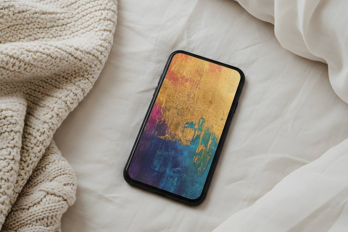 Golden Tapestry Splendor abstract iPhone wallpaper with rich golden tones