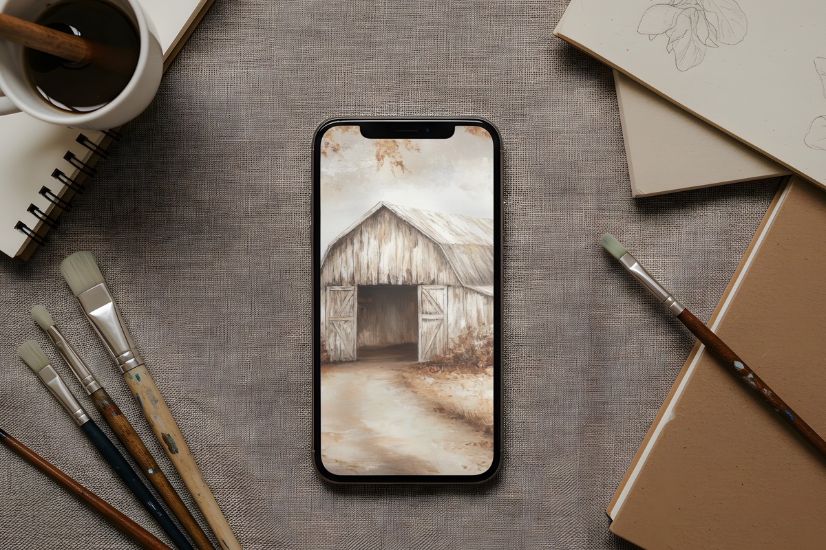 Barn Path Autumn Whimsy Fall iPhone Wallpaper