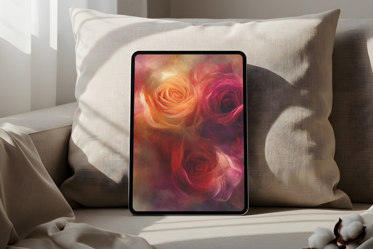 Expressive Rose Brushwork iPad Wallpaper