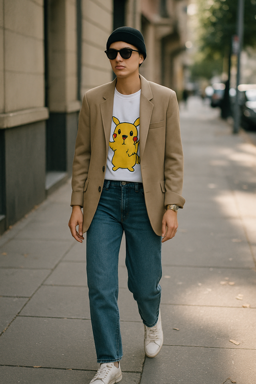 Diverse group wearing stylish funny graphic T-shirts in urban setting