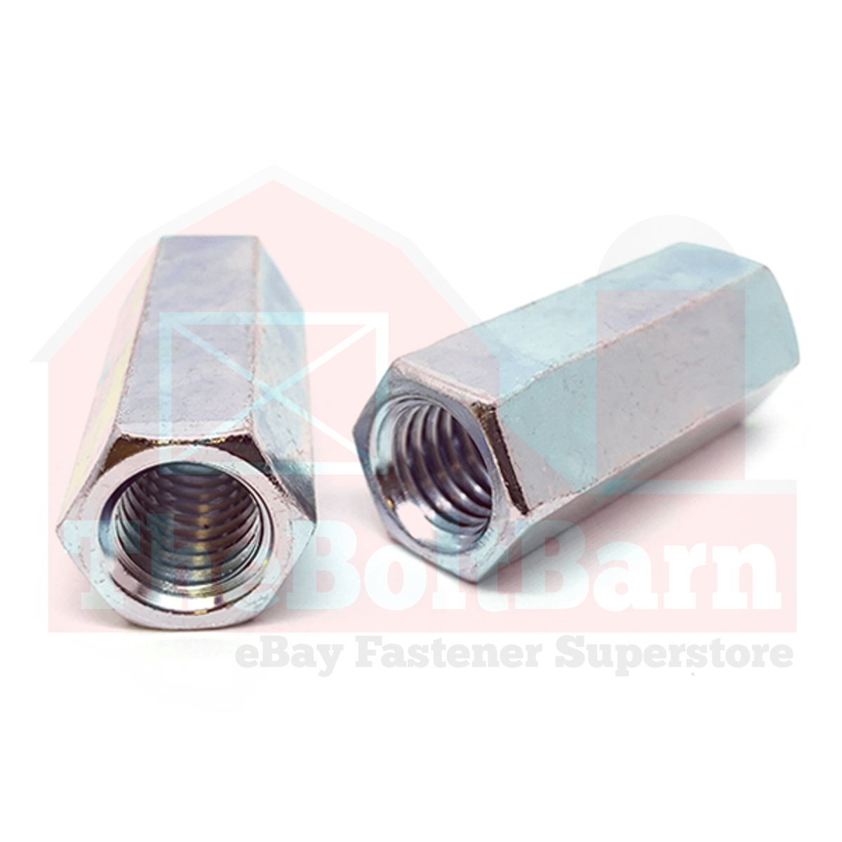 5/16"-18 x 1-3/4" Steel Coupling Nuts Zinc Clear Coarse Thread (Pick Quantity) - Picture 7 of 7