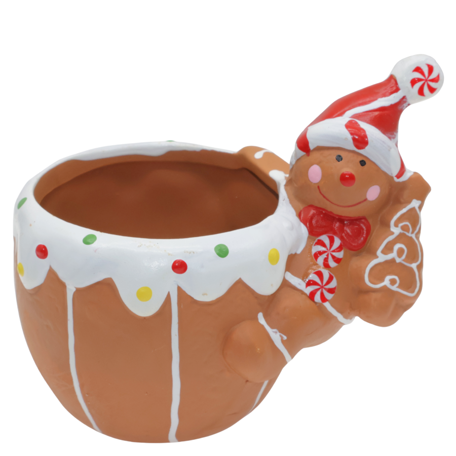 Mini macetero navideño cerámica, 9.5x7.5cm