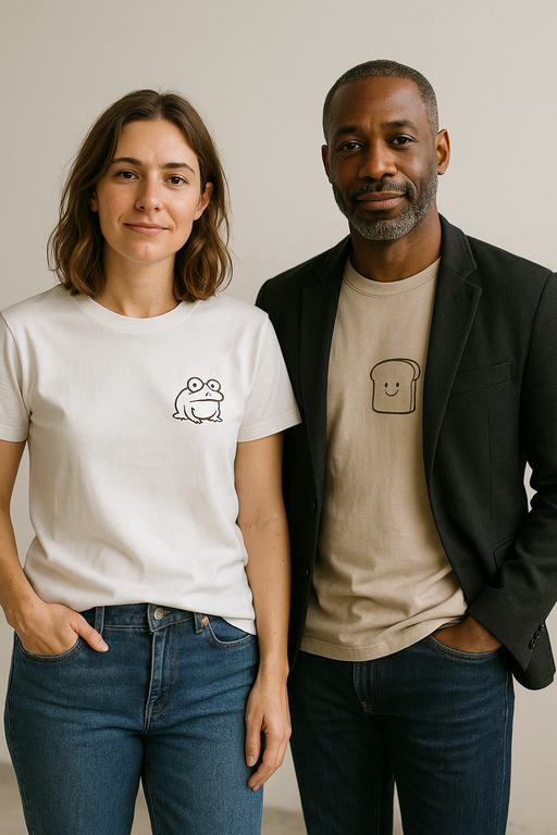 Diverse group wearing stylish funny graphic T-shirts in urban setting
