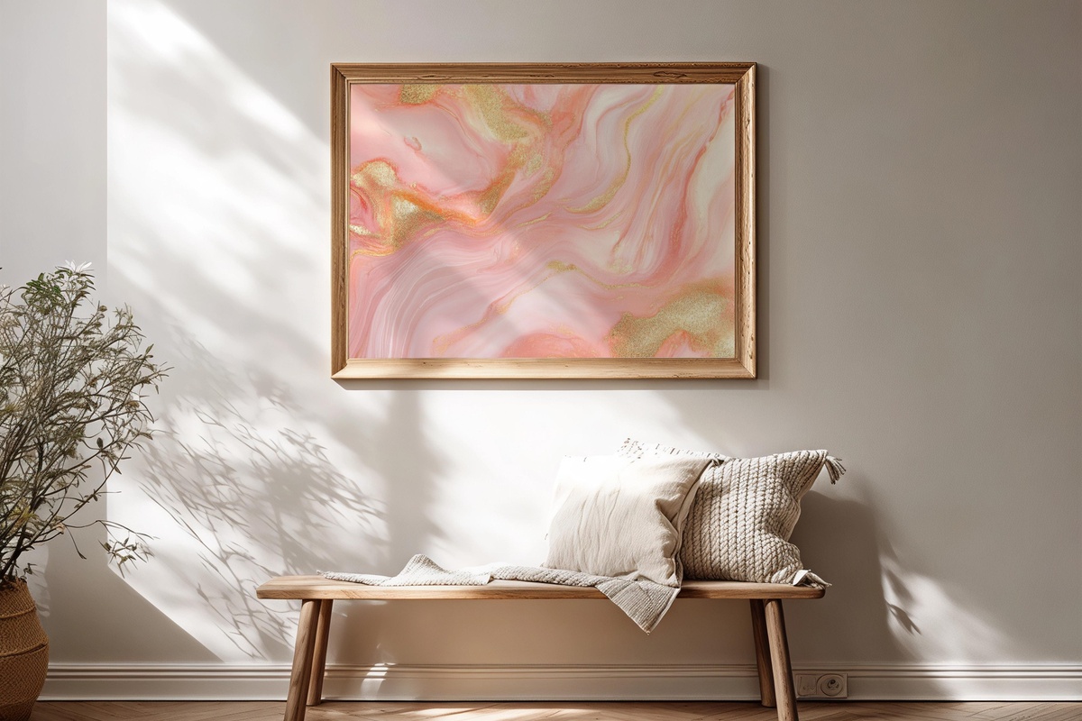 Rosy Gilded Harmony Abstract Printable Wall Art