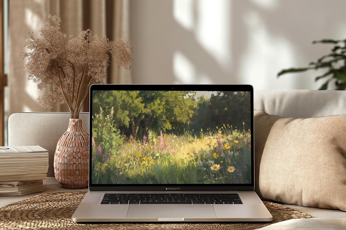 Gentle Radiance Over Secret Garden Desktop Wallpaper – impressionist garden softly illuminated