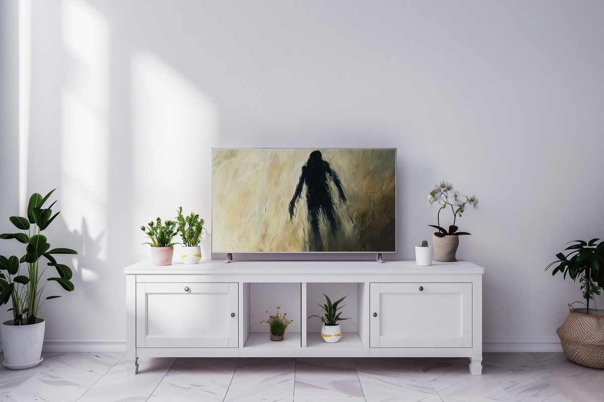Mysterious Figure in Eerie Tones Halloween Frame TV Art