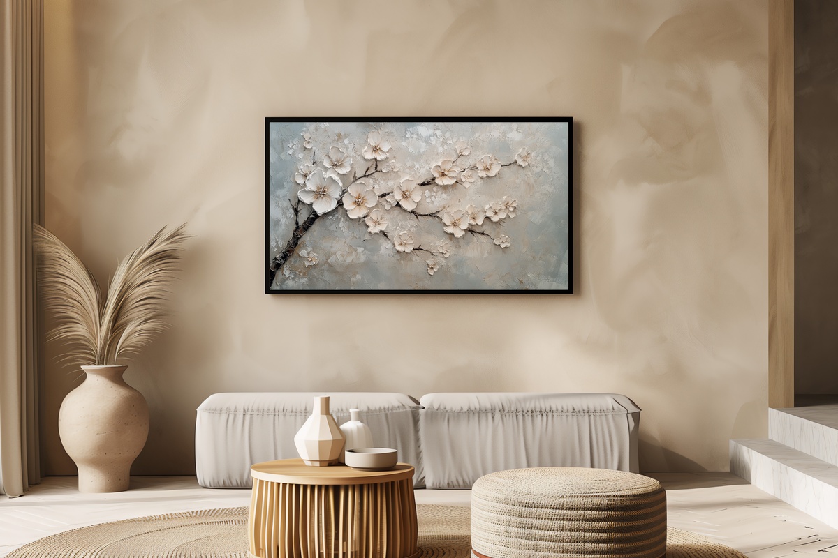 Blossom Dreamscape - Vintage Frame TV Art featuring cherry blossom tree in impressionist style