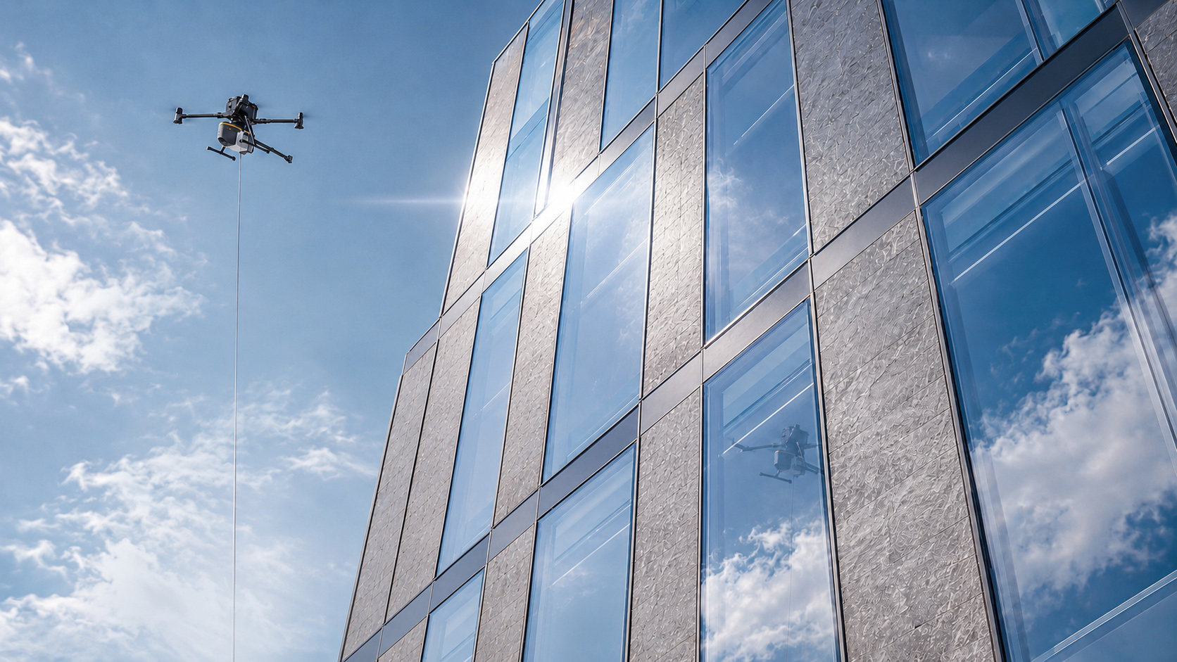 Nettoyage aérien par drone
