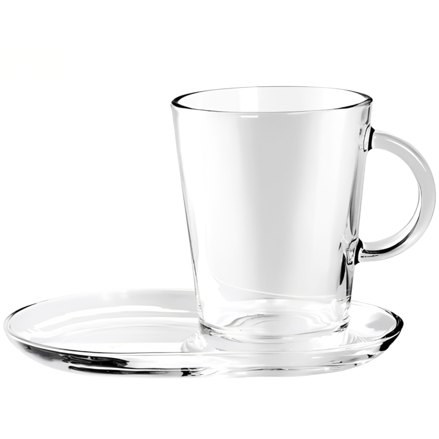 Set taza con platillo 2 piezas, borosilicato