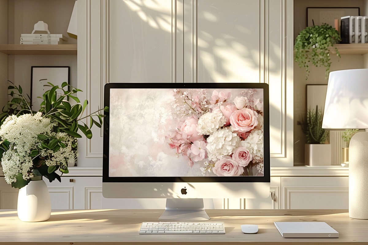 Blush-Toned Centerpiece Whimsy Desktop Wallpaper