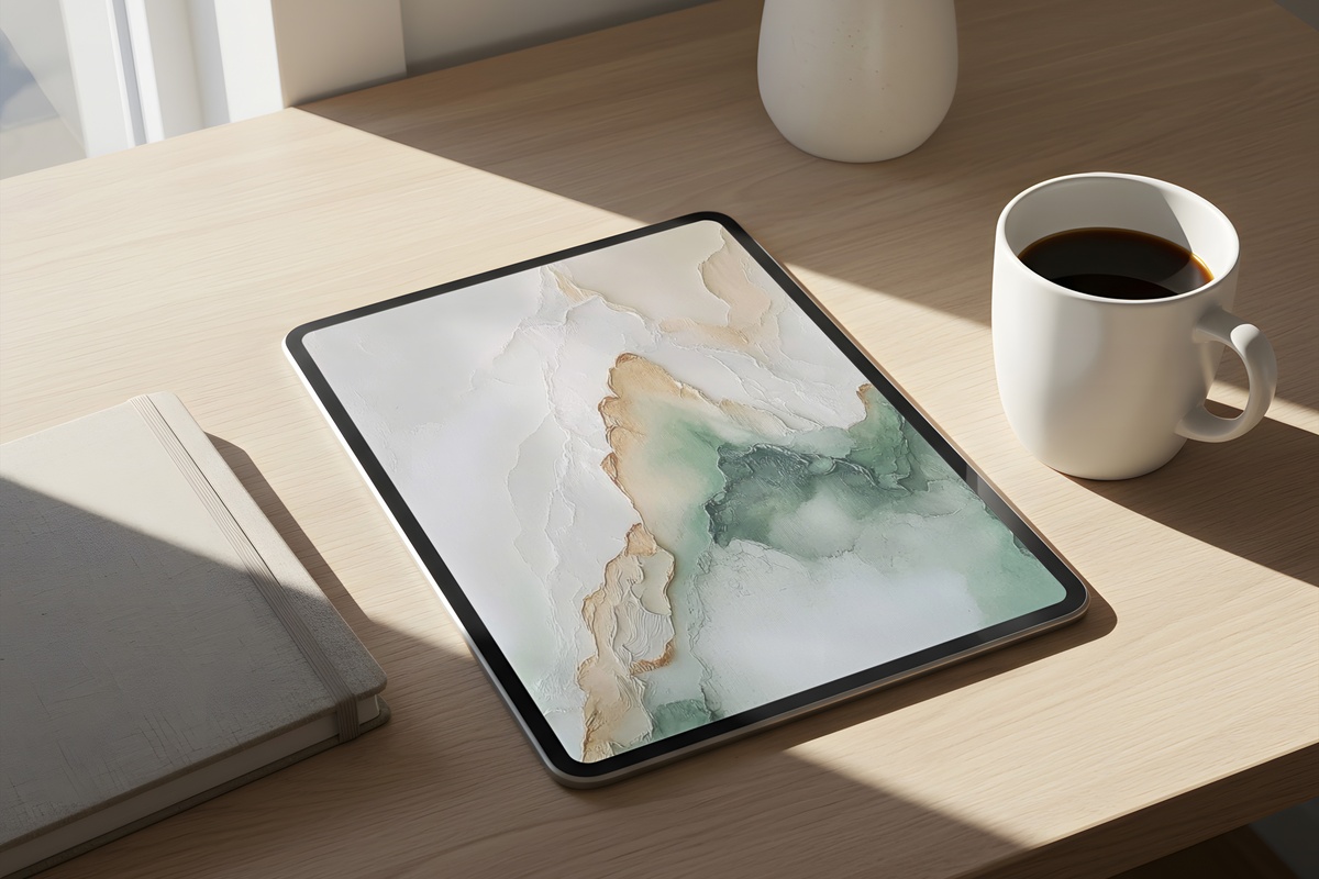 Marble Dreams in Motion neutral iPad wallpaper