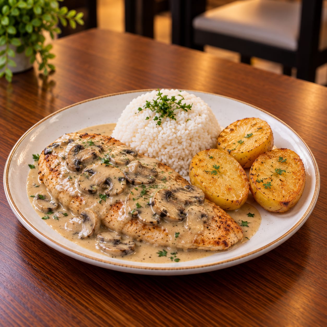 Filete de Ave en Champiñones