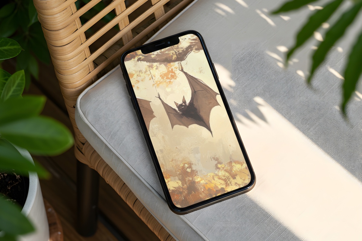Harmonious Bat Rest Halloween iPhone Wallpaper