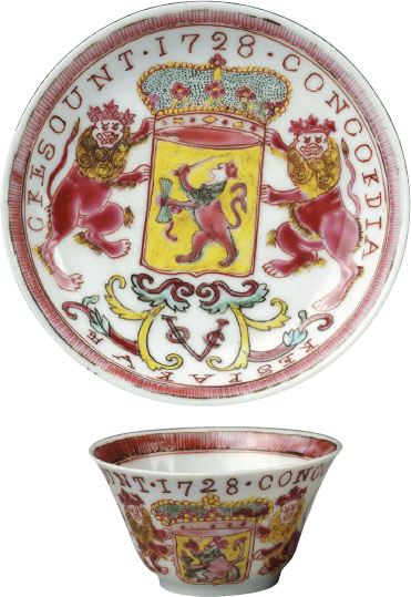 Guangcai Bowl and Dish. Qing dynasty (Yongzheng reign, 1728). Percival David Foundation of Chinese Art, London.